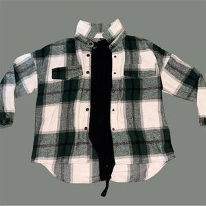 Women’s Oversized Plaid Flannel Shirt Jacket & Bodysuit Women's Size Medium